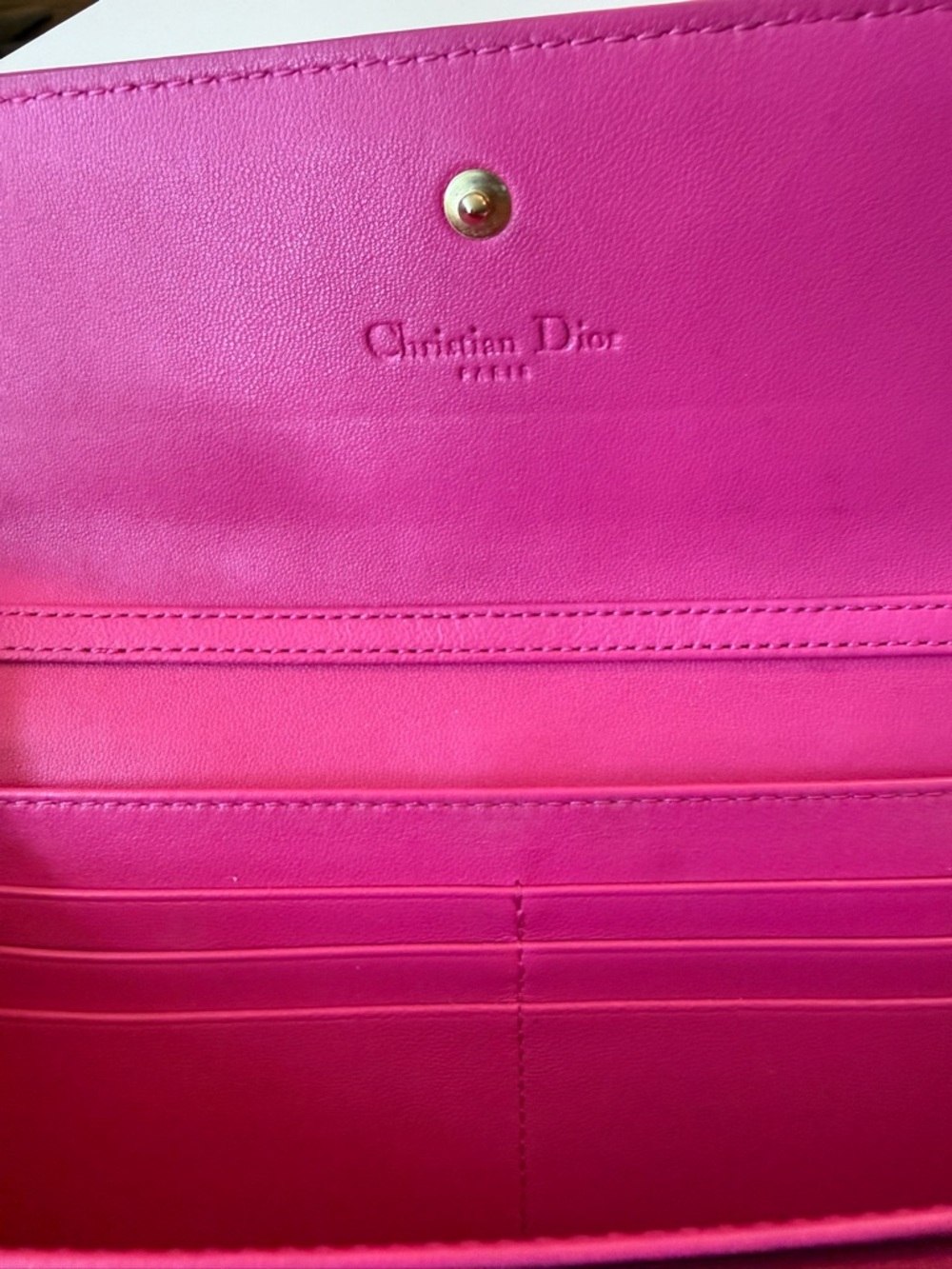 Christian Dior Fuchsia Cannage leather WOC wallet on Chain - Picture 11 of 16